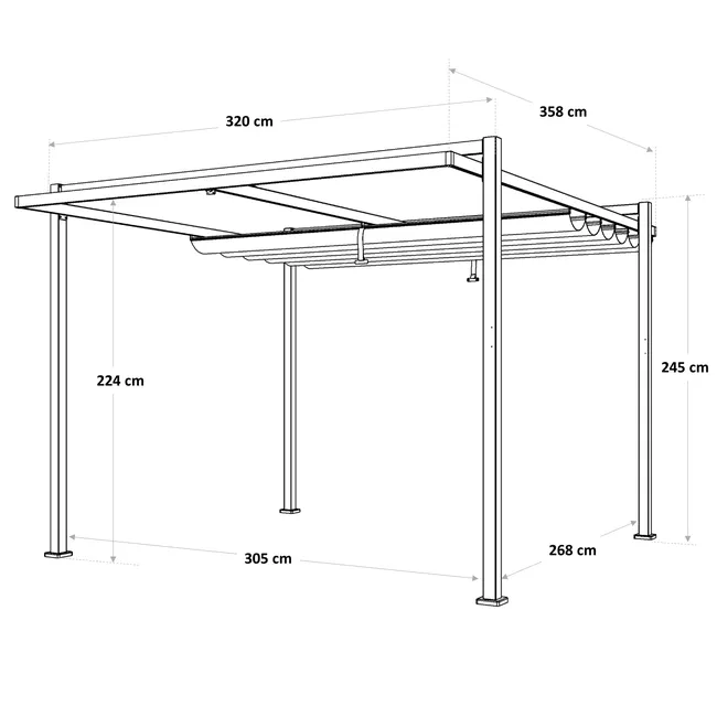 NATERIAL Pergola ze stali antracytowej Equinox i aluminium o wymiarach 320x358 cm - obrazek 3