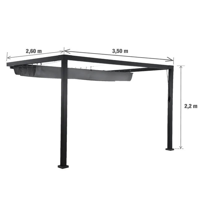 NATERIAL Manea aluminiowa pergola szara 260x350 cm - obrazek 2