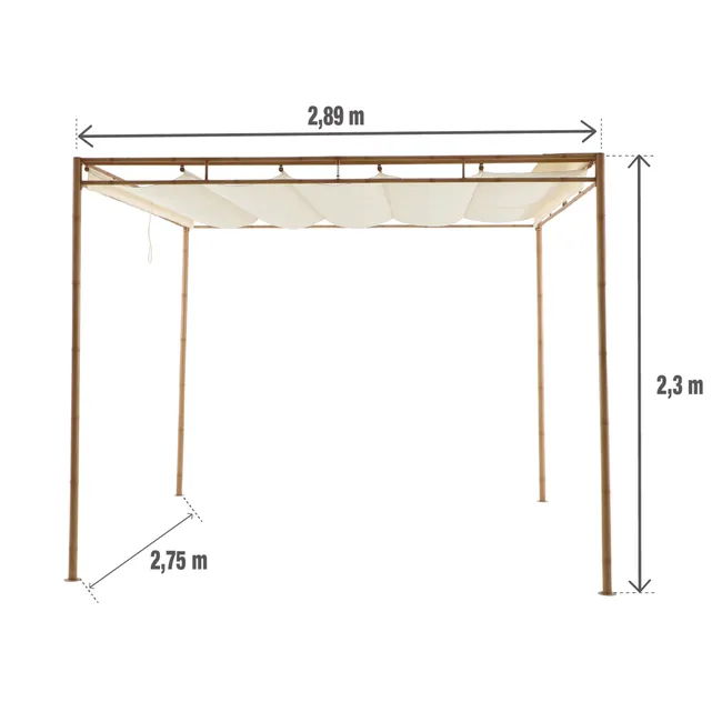 Pawilon ogrodowy pergola Bamboo 293x293x230 cm beżowy Naterial - obrazek 2