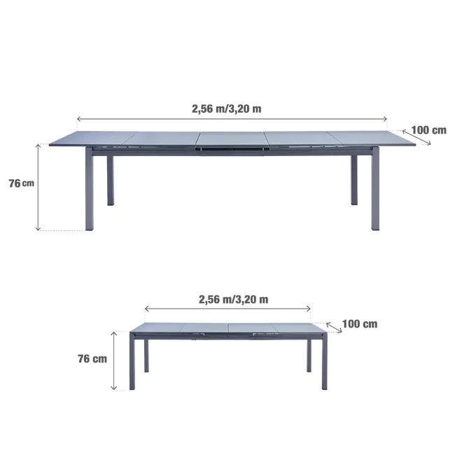Stół ogrodowy rozsuwany Odyssea 100x256/320 cm antracytowy Naterial - obrazek 5