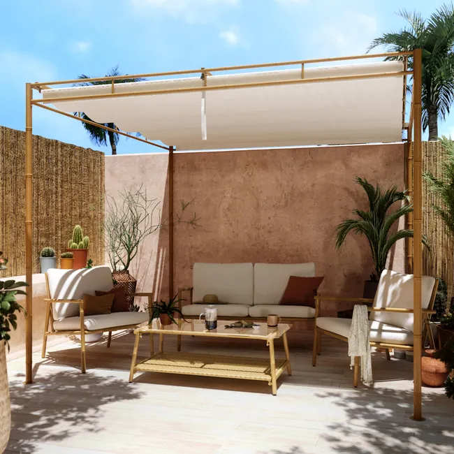 Pawilon ogrodowy pergola Bamboo 293x293x230 cm beżowy Naterial - obrazek 3