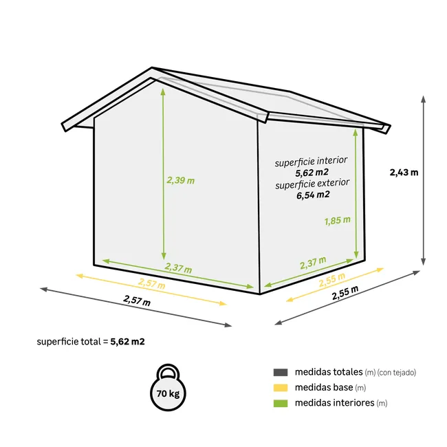 Szopa z żywicy Factor o wymiarach 256,5 x 243 x 255 cm i powierzchni 6,3 m2 - obrazek 2