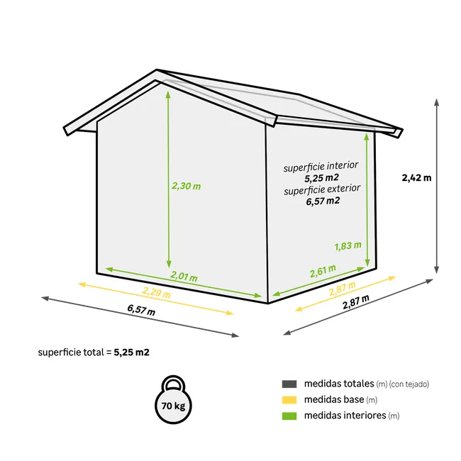 Szopa z polipropylenu Oakland 7,5X9 o wymiarach 229x242x287 cm i 6,57 m2 - obrazek 2