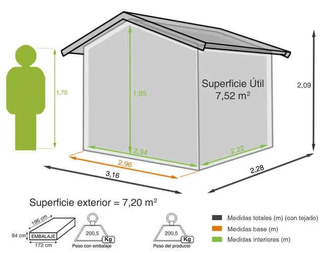 Europa szopa z metalu kwarcowego o wymiarach 316x209x228 cm i 7,2 m2 - obrazek 2