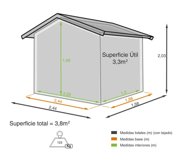 Metalowa szopa Europa o wymiarach 244x203x156 cm i powierzchni 3,8 m2 - obrazek 2