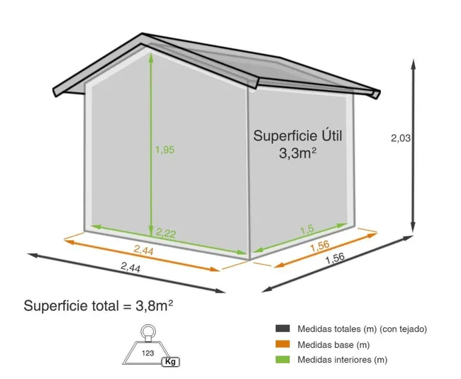 Metalowa szopa Green Europa o wymiarach 244x203x156 cm i 3,8 m2 - obrazek 2