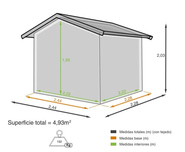 Metalowa szopa Europa o wymiarach 244x203x228 cm i powierzchni 5,56 m2 - obrazek 2