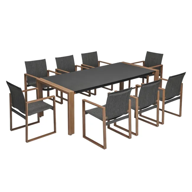 Meble ogrodowe jadalniane Duisburg aluminiowe szare