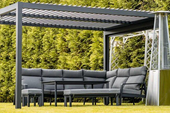 Meble ogrodowe jadalniane Marseille aluminiowe szare - obrazek 3