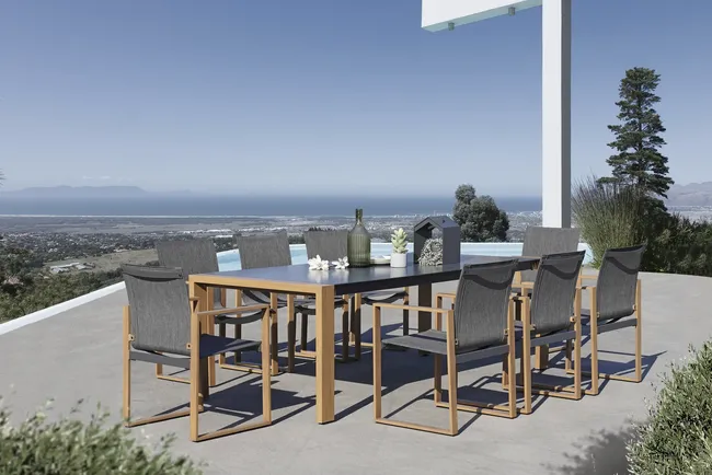 Meble ogrodowe jadalniane Duisburg aluminiowe szare - obrazek 3