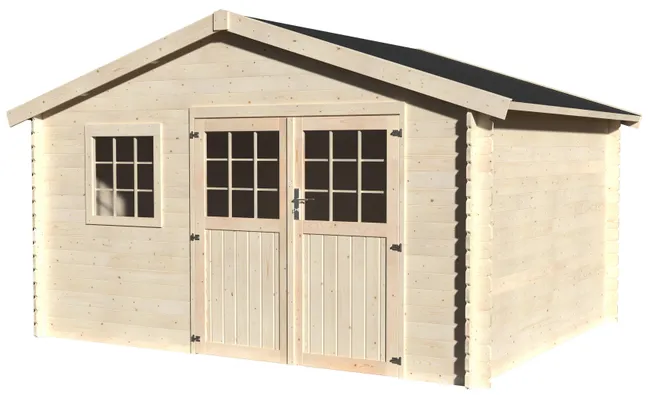 Drewniana szopa Kimo Axess o wymiarach 430x251x330 cm i 14,2 m2