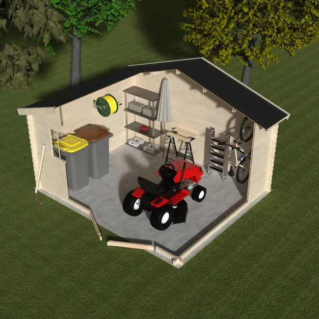 Drewniana szopa Kimo Axess o wymiarach 430x251x330 cm i 14,2 m2 - obrazek 3