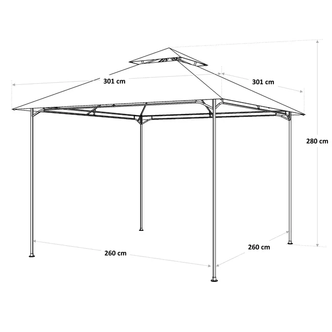 NATERIAL Metalowa pergola Oxis w kolorze ciemnoszarym 301x280x301 cm - obrazek 2