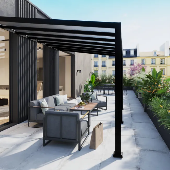 NATERIAL Borea szara aluminiowa pergola ścienna 419x300 cm