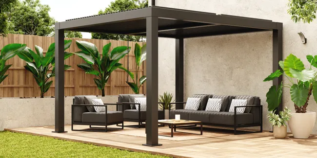 NATERIAL Clima Bio szara aluminiowa pergola 358x313 cm