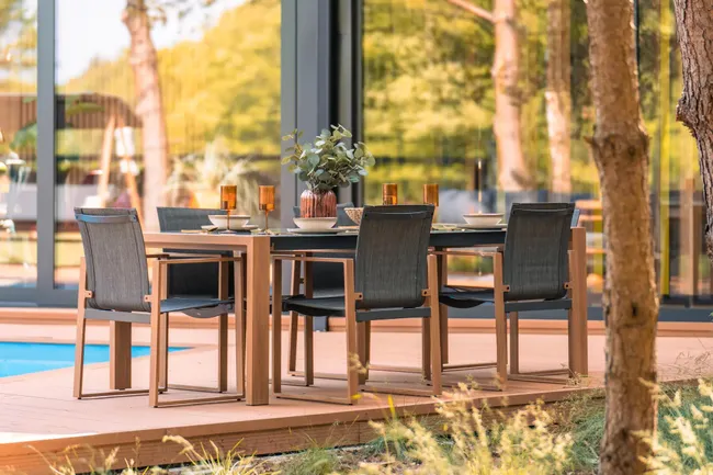 Meble ogrodowe jadalniane Duisburg aluminiowe szare - obrazek 2