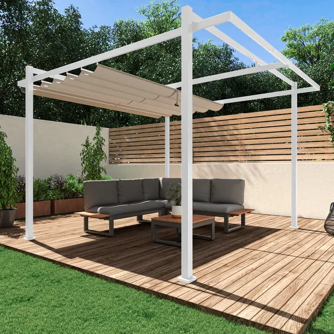 NATERIAL Pergola ze stali i aluminium Equinox w kolorze ciemnoszarym 320x358 cm