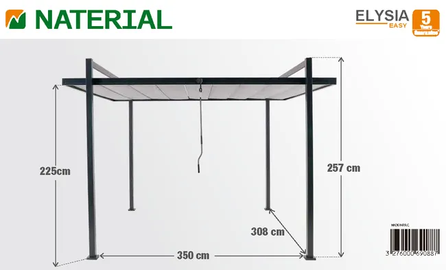 Pergola aluminiowa Text Nater Elysia ciemnoszara 310x350 cm - obrazek 2