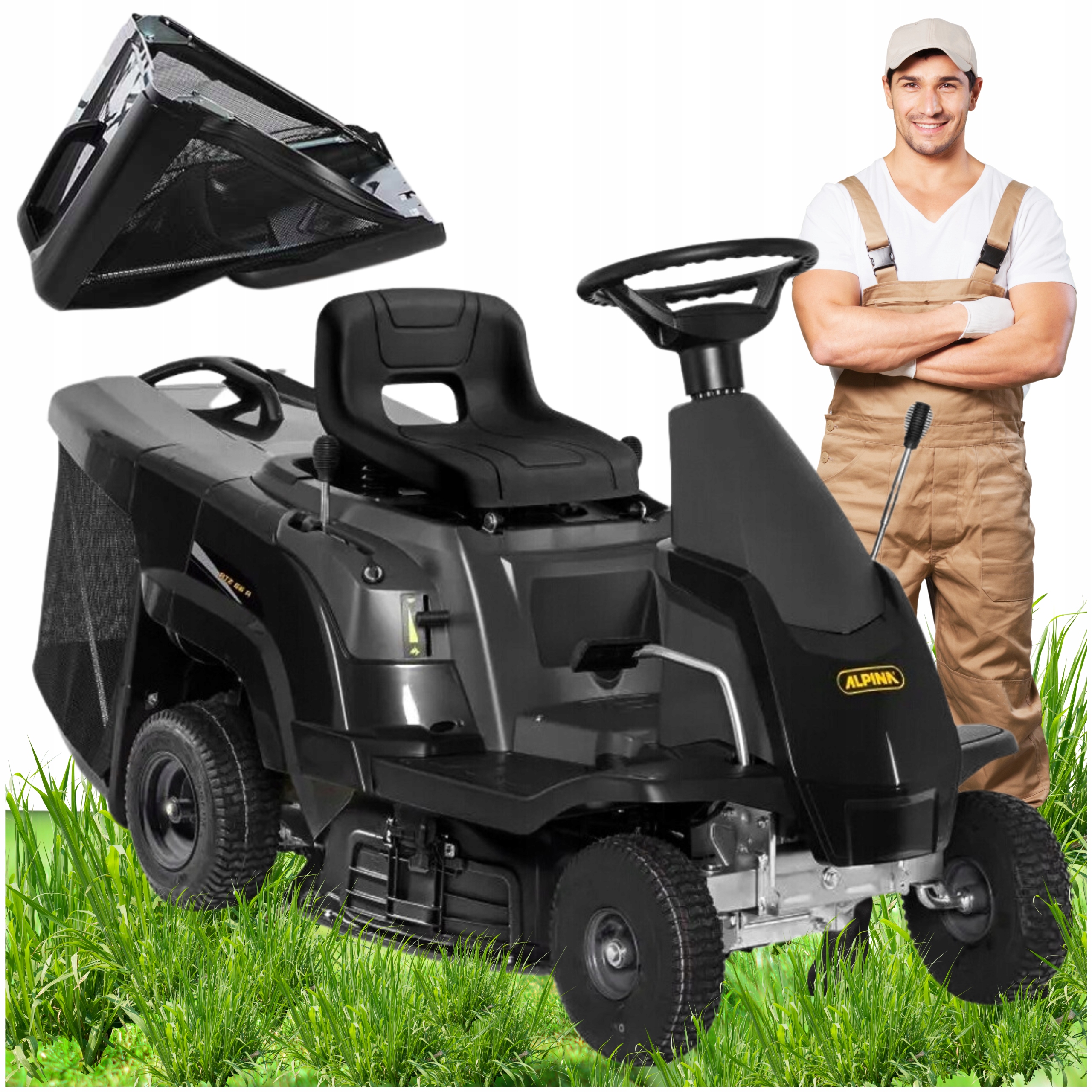 KOSIARKA TRAKTOREK ogrodowy ALPINA z koszem 150 L MOC 3,6 kW 4,9 KM 66 cm