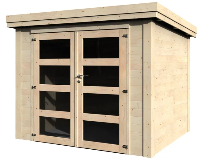 Drewniana szopa Pico o wymiarach 269x213x240 cm i powierzchni 6,46 m2